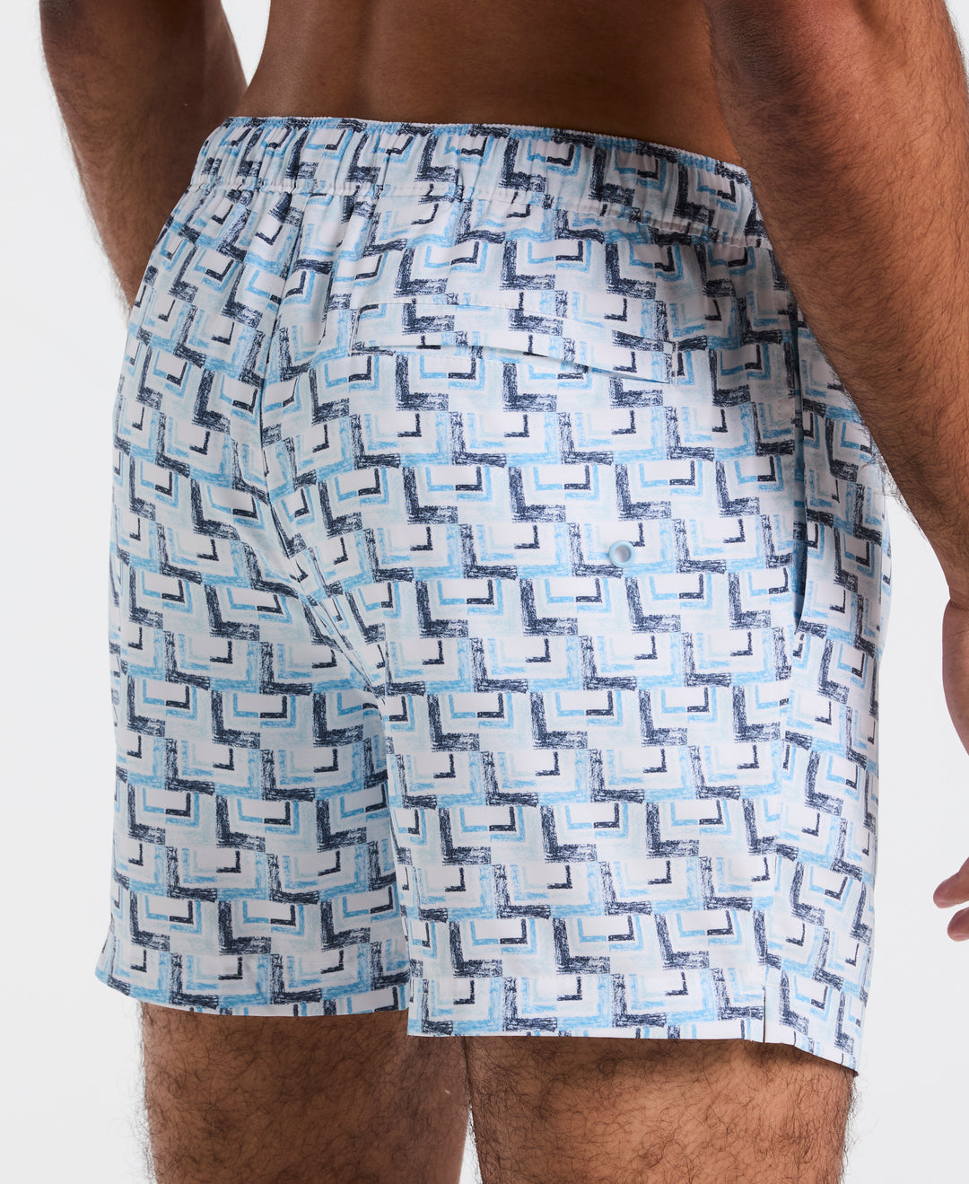 5" All-Over Print Geo Swim Short (Cool Blue) 