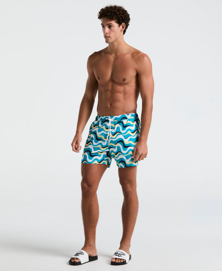 5" All-Over Print Multiwave Swim Short-Swim-Tahitian Teal-XS-Original Penguin