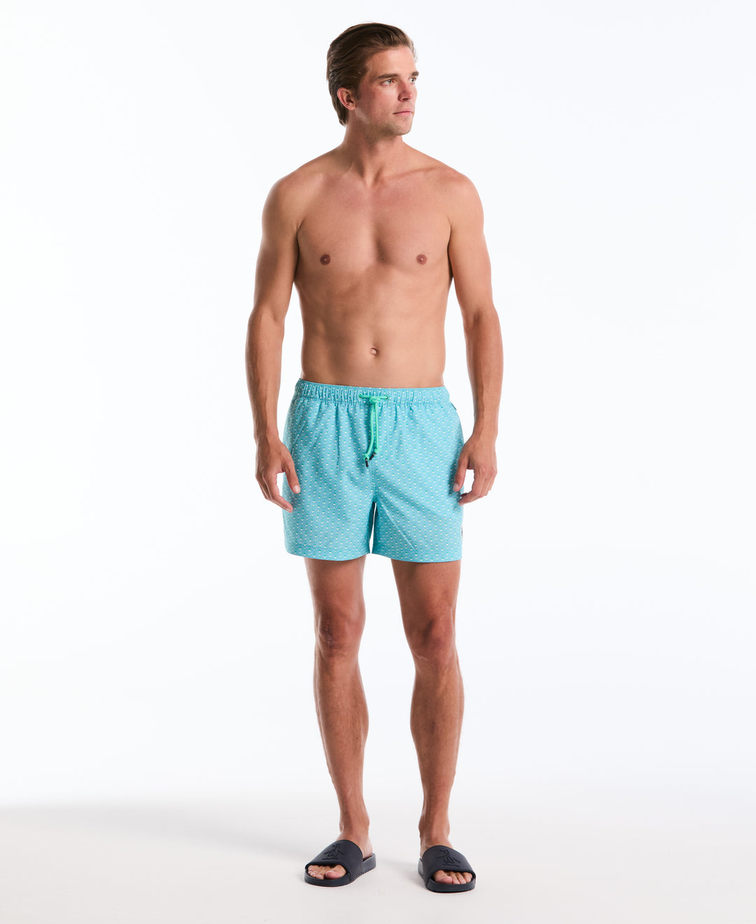 5" All-Over Squiggle Geo Swim Short (Cockatoo) 