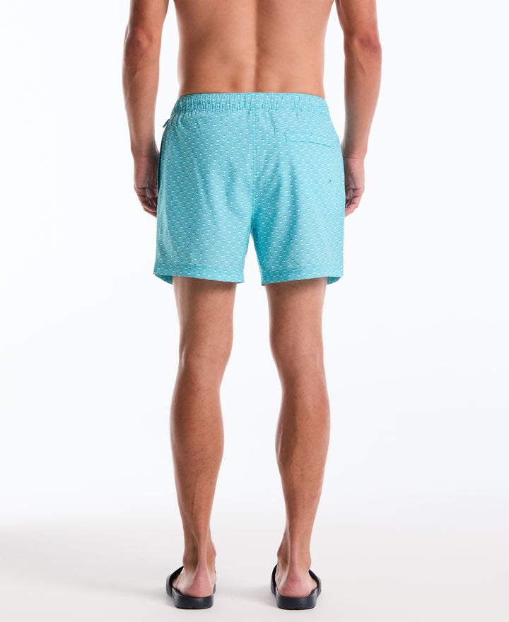 5" All-Over Squiggle Geo Swim Short (Cockatoo) 