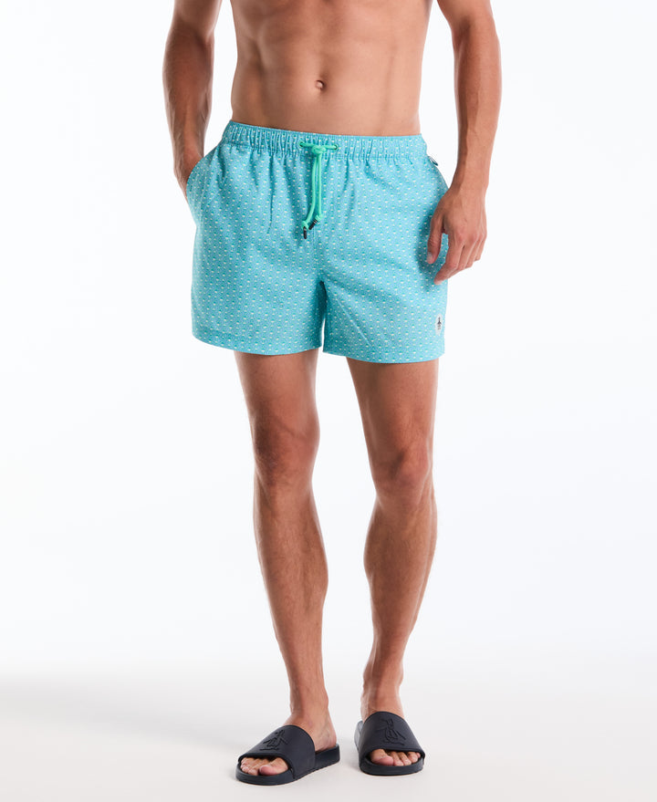 5" All-Over Squiggle Geo Swim Short (Cockatoo) 