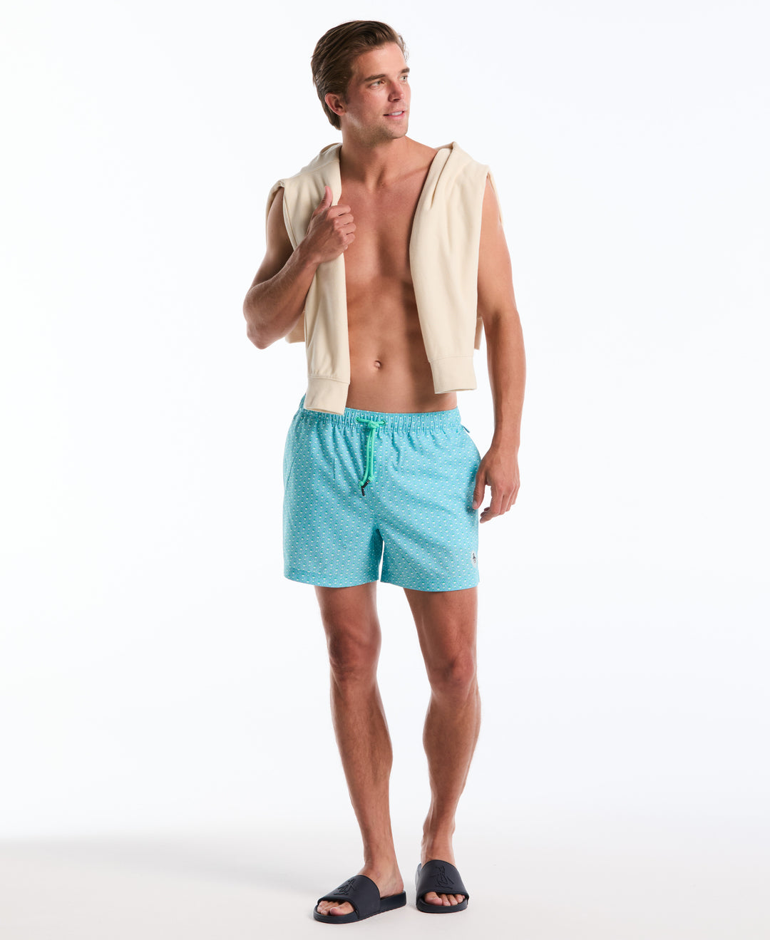 5" All-Over Squiggle Geo Swim Short (Cockatoo) 