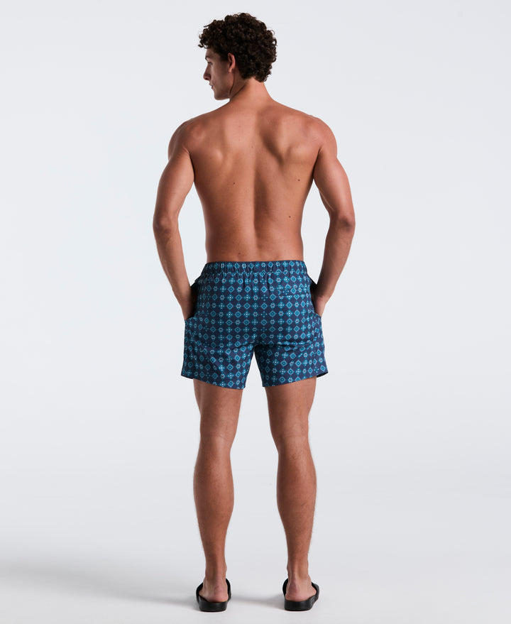 5" All-Over Tiles Swim Short (Sargasso Sea) 