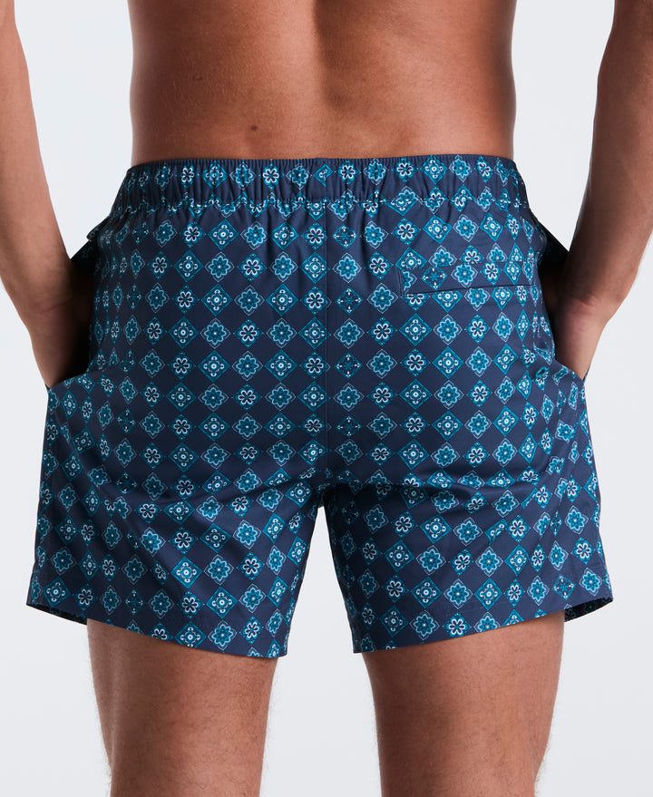 5" All-Over Tiles Swim Short (Sargasso Sea) 