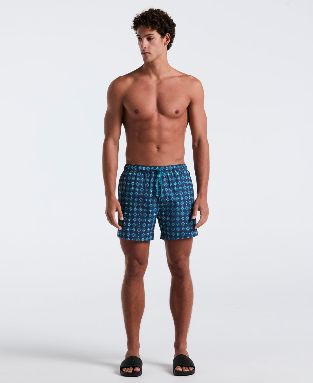 5" All-Over Tiles Swim Short-Swim-Sargasso Sea-XS-Original Penguin