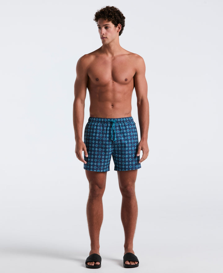 5" All-Over Tiles Swim Short-Swim-Sargasso Sea-XS-Original Penguin