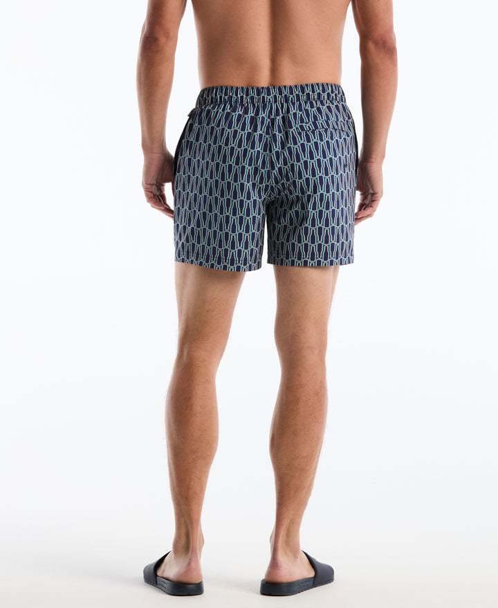 Men's 5" Box Beer Bottle Geo Swim Shorts (Blue Depths) 