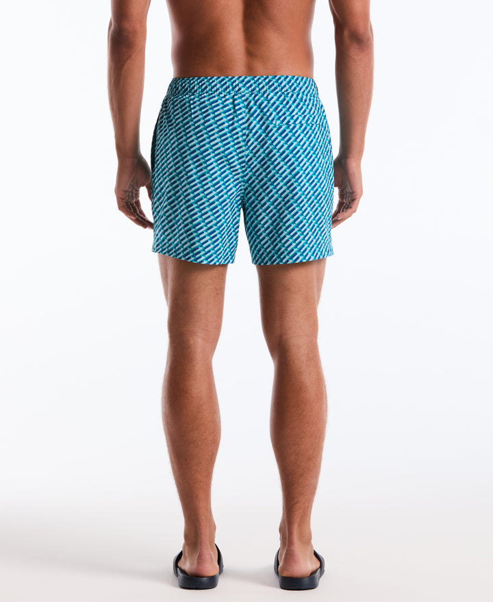 Men's 5" Box Line Geo Swim Trunk (Lake Blue) 