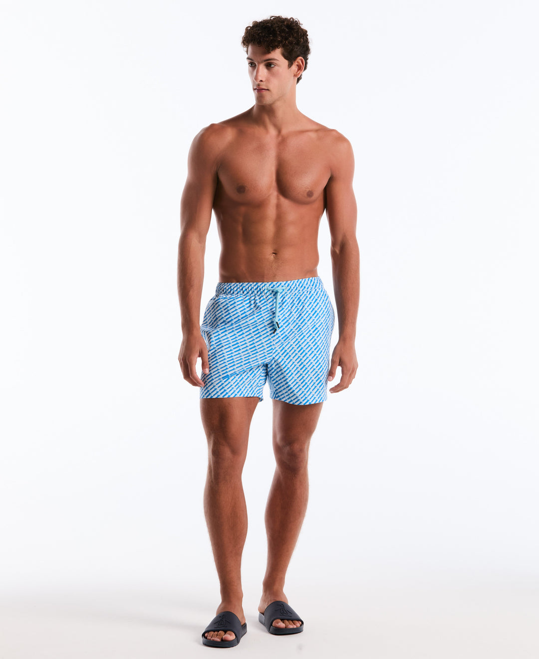 Men's 5" Box Line Geo Swim Trunk (Cool Blue) 