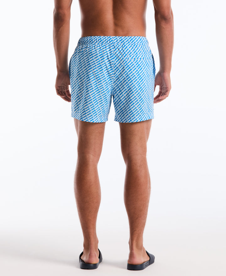 Men's 5" Box Line Geo Swim Trunk (Cool Blue) 