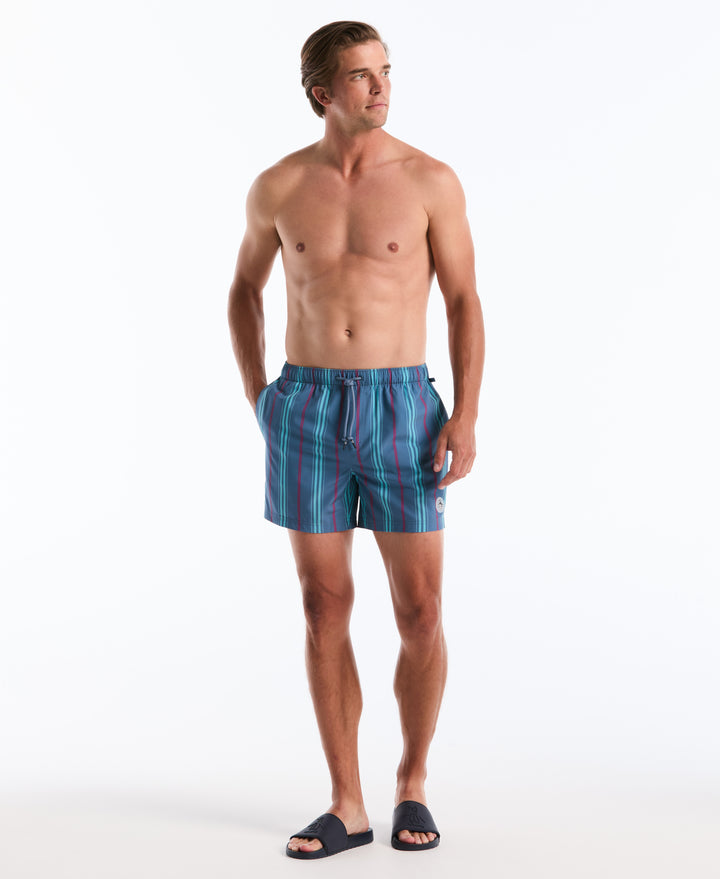 Men's 5" Box Stripe Swim Short (Copen Blue) 