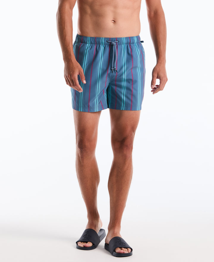 Men's 5" Box Stripe Swim Short (Copen Blue) 