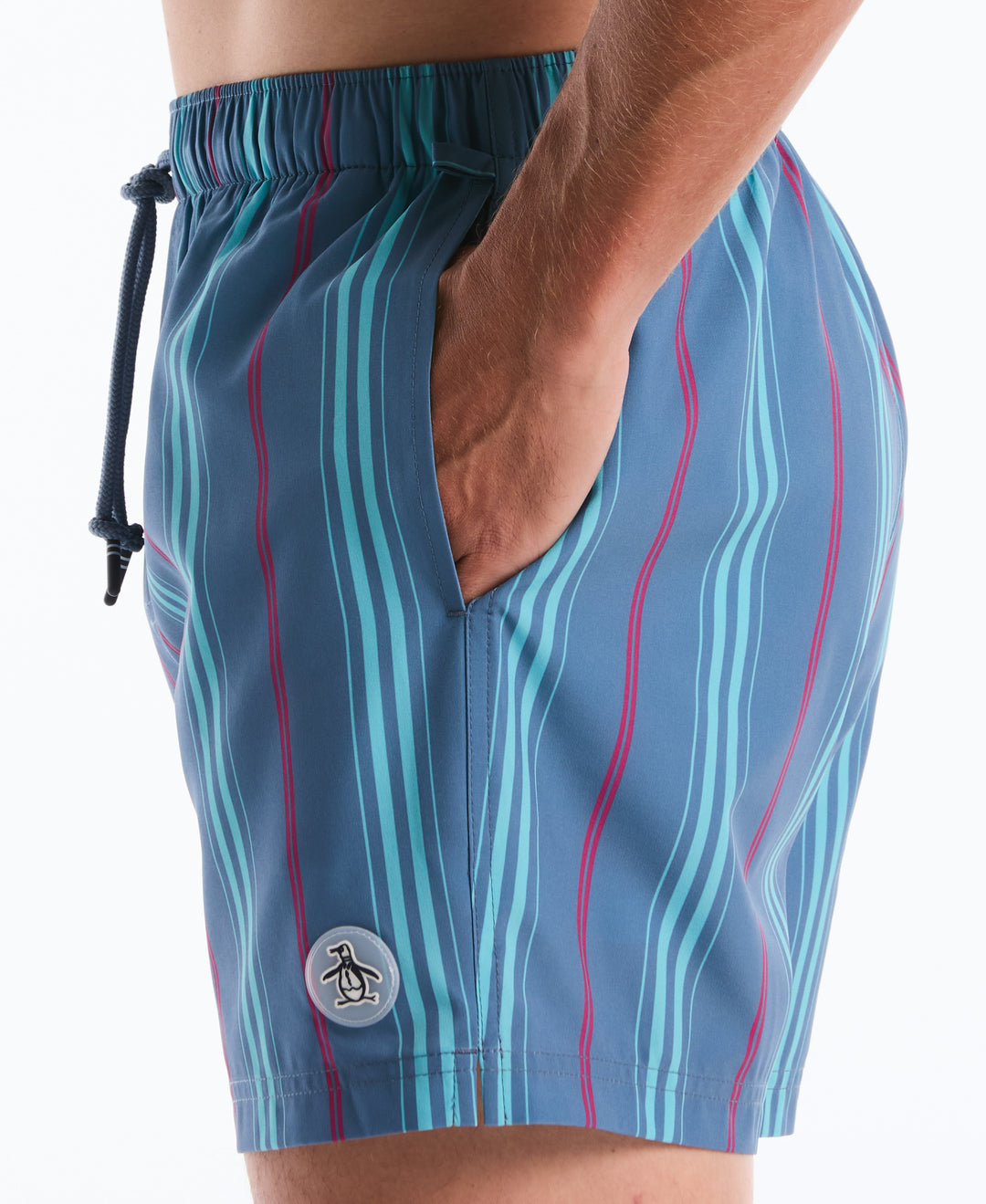Men's 5" Box Stripe Swim Short (Copen Blue) 
