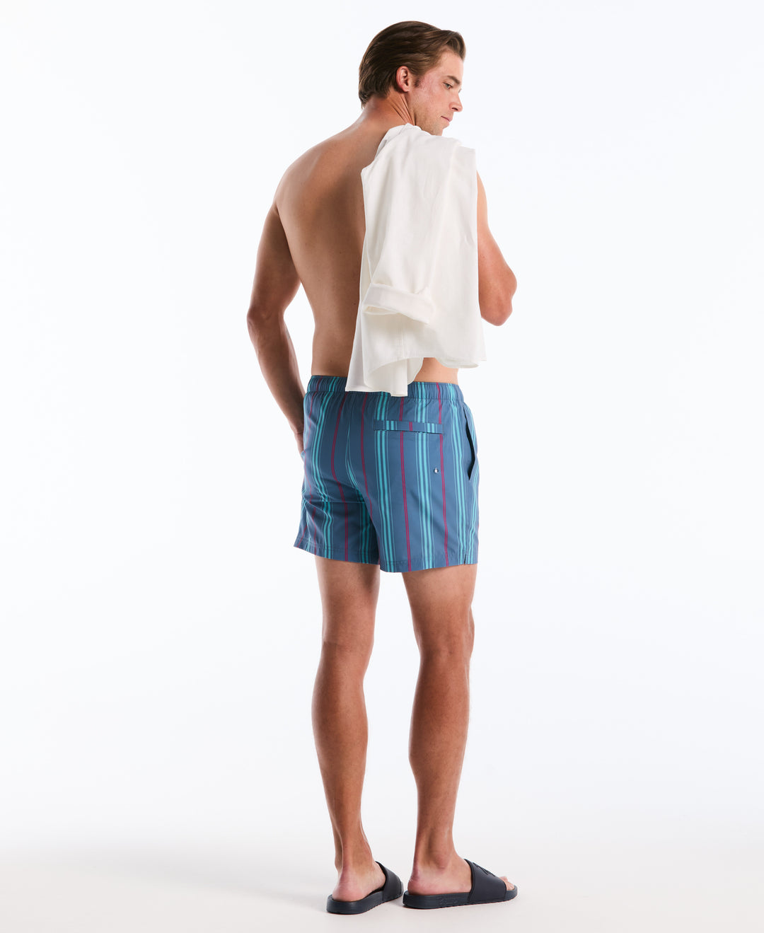 Men's 5" Box Stripe Swim Short (Copen Blue) 