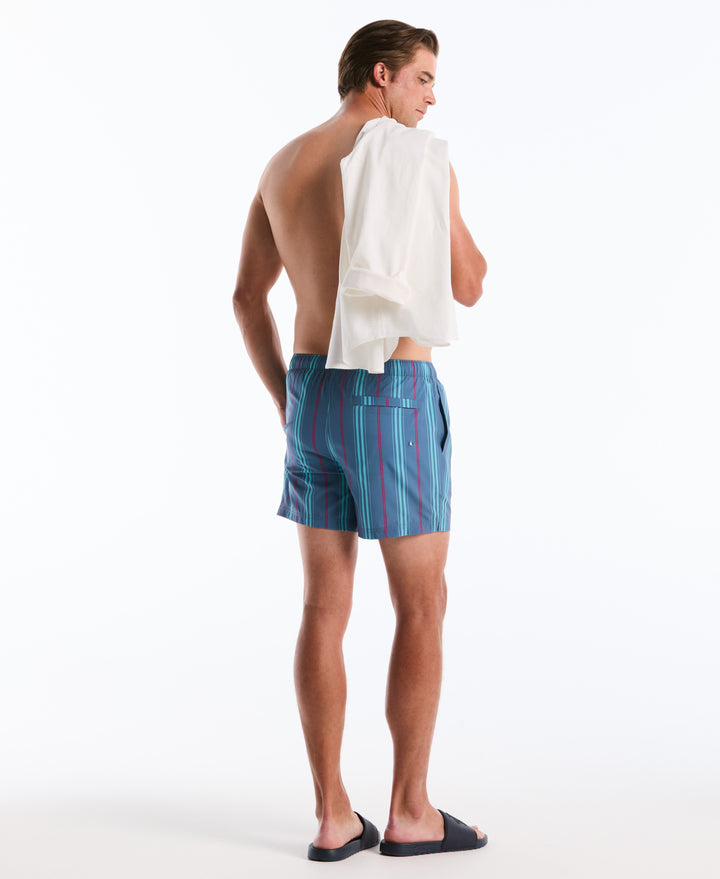 Men's 5" Box Stripe Swim Short (Copen Blue) 