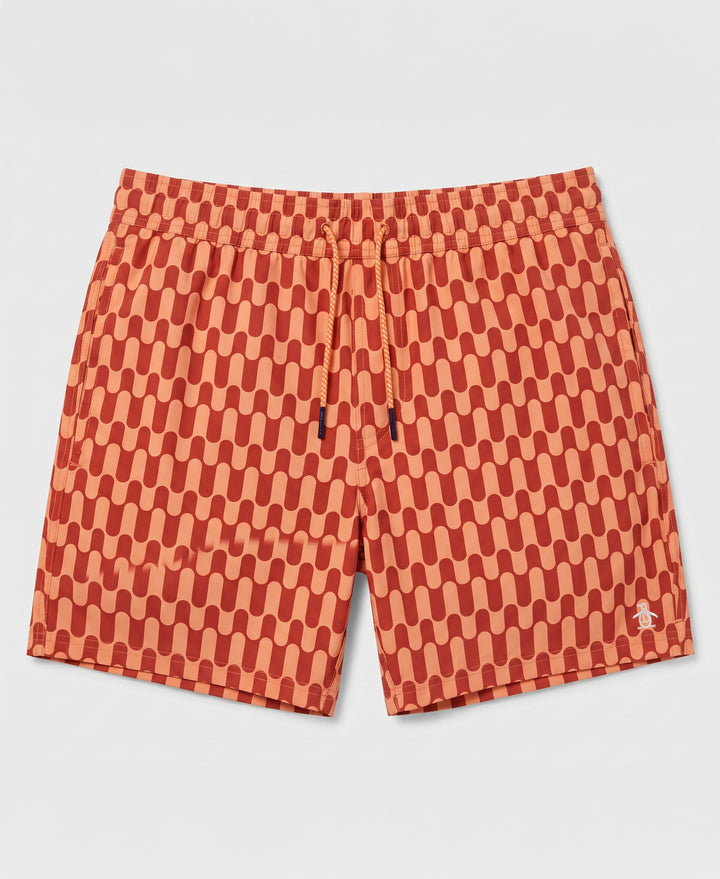 5" Geo Waves Swim Short-Swim-Baked Apple-XS-Original Penguin