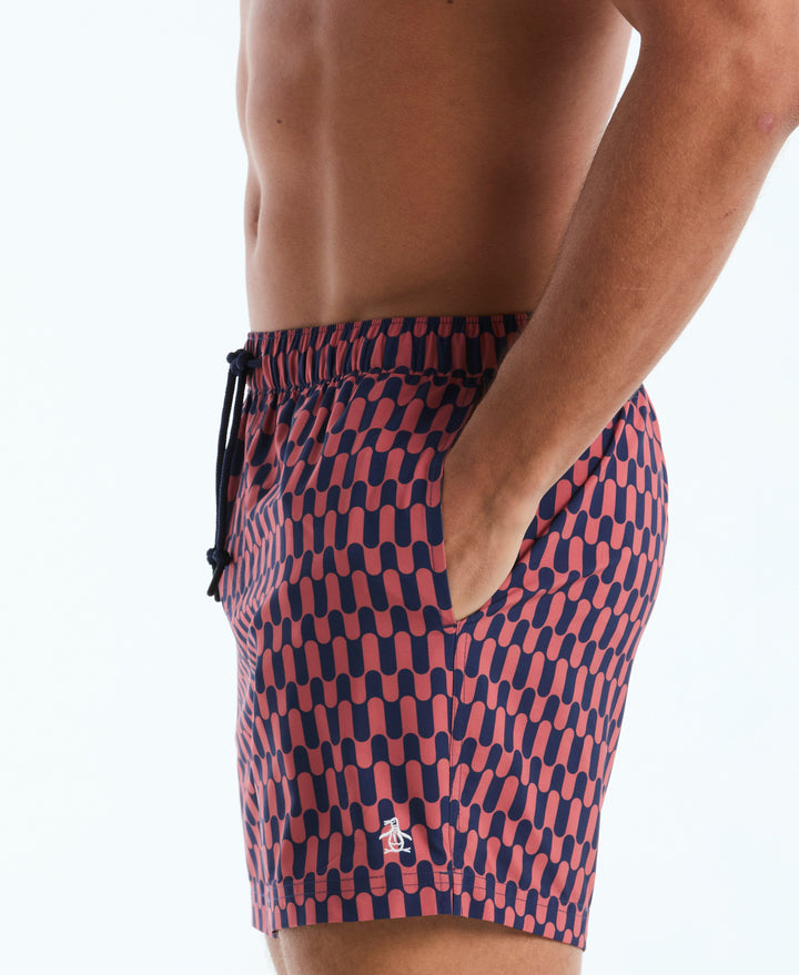 5" Geo Waves Swim Short (Blue Depths) 