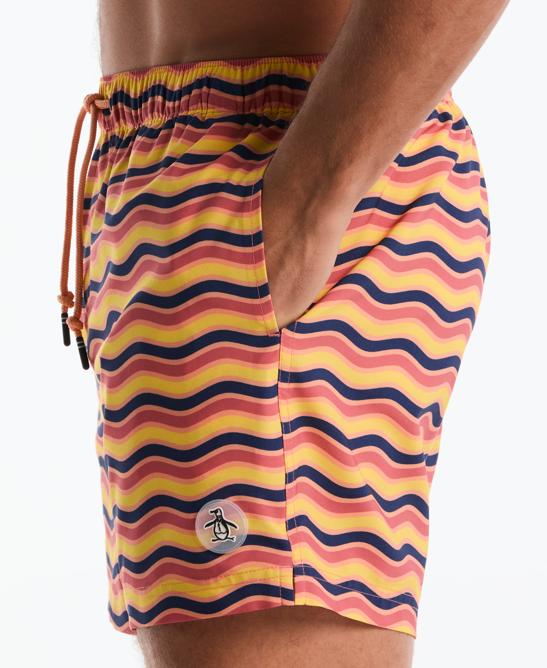 5" Multi Waves Print Swim Trunk (Shell Coral) 