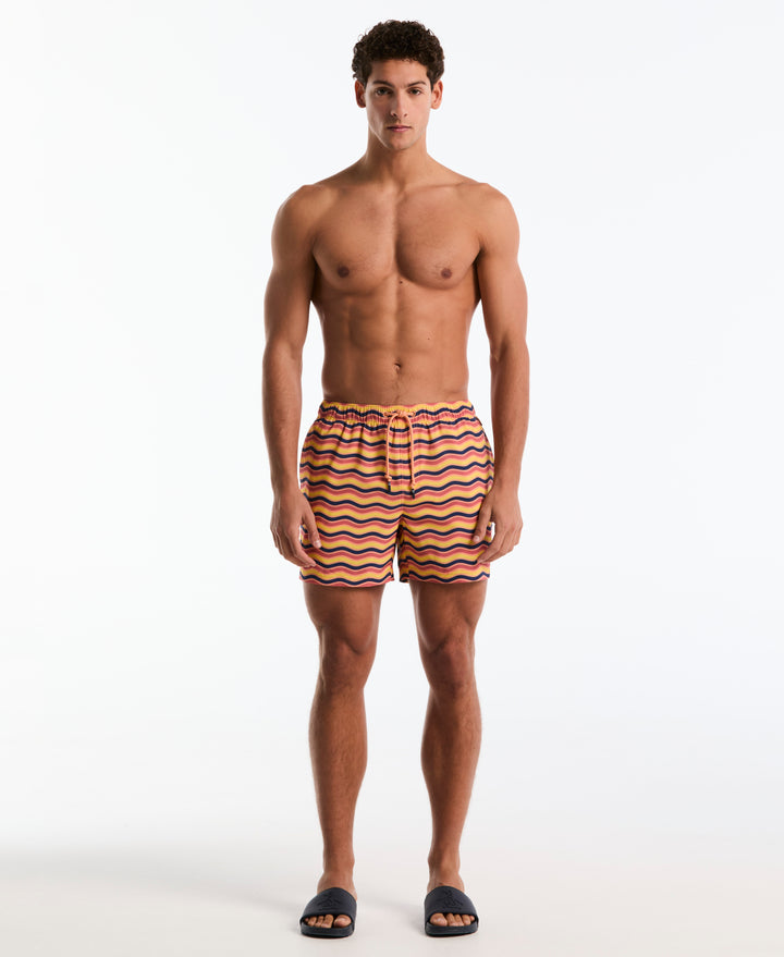 5" Multi Waves Print Swim Trunk (Shell Coral) 