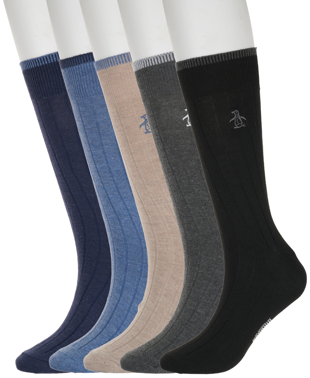 5 Pack Crew Ribbed Dress Sock (Black) 