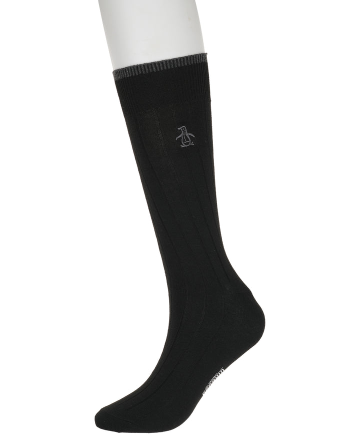 5 Pack Crew Ribbed Dress Sock (Black) 