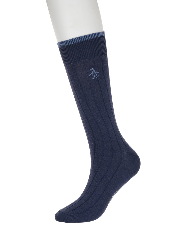 5 Pack Crew Ribbed Dress Sock (Black) 
