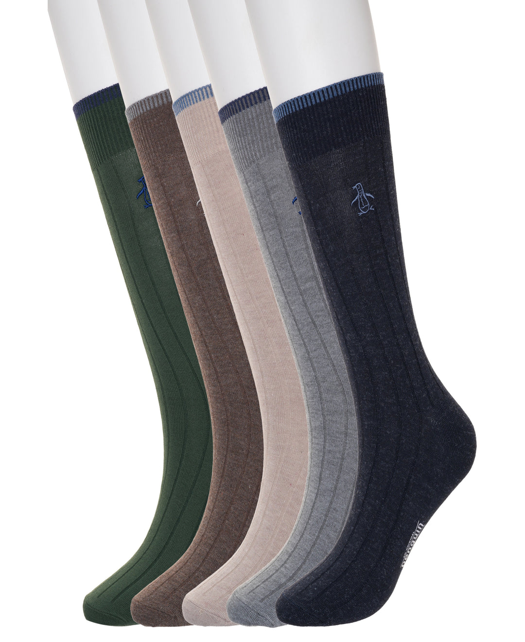 5 Pack Solid Ribbed Dress Socks-Socks-Asset Blue-OS-Original Penguin (Asst Blue)