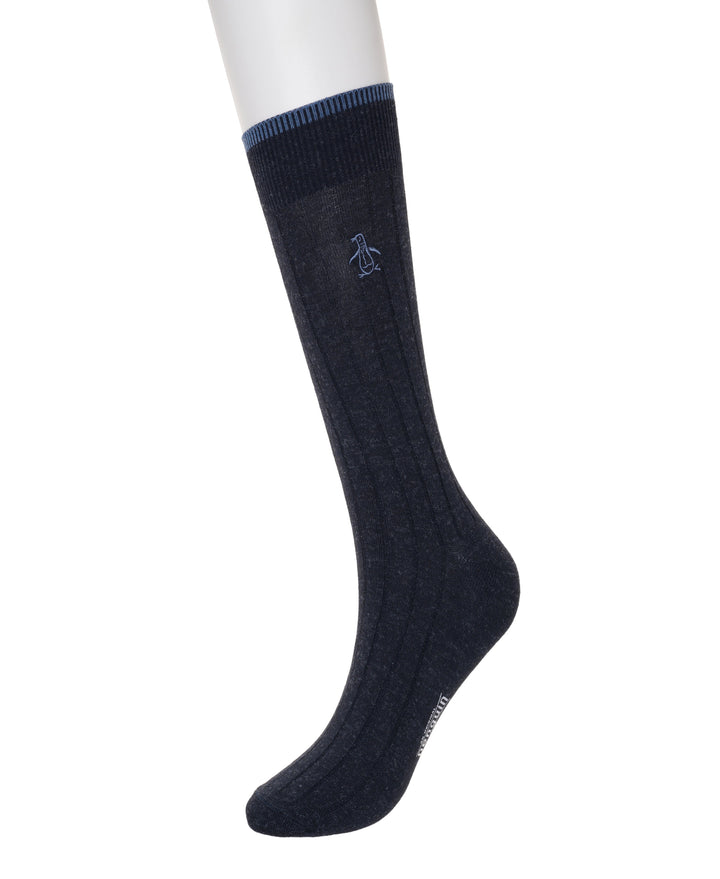 5 Pack Solid Ribbed Dress Socks-Socks-Original Penguin (Asst Blue)