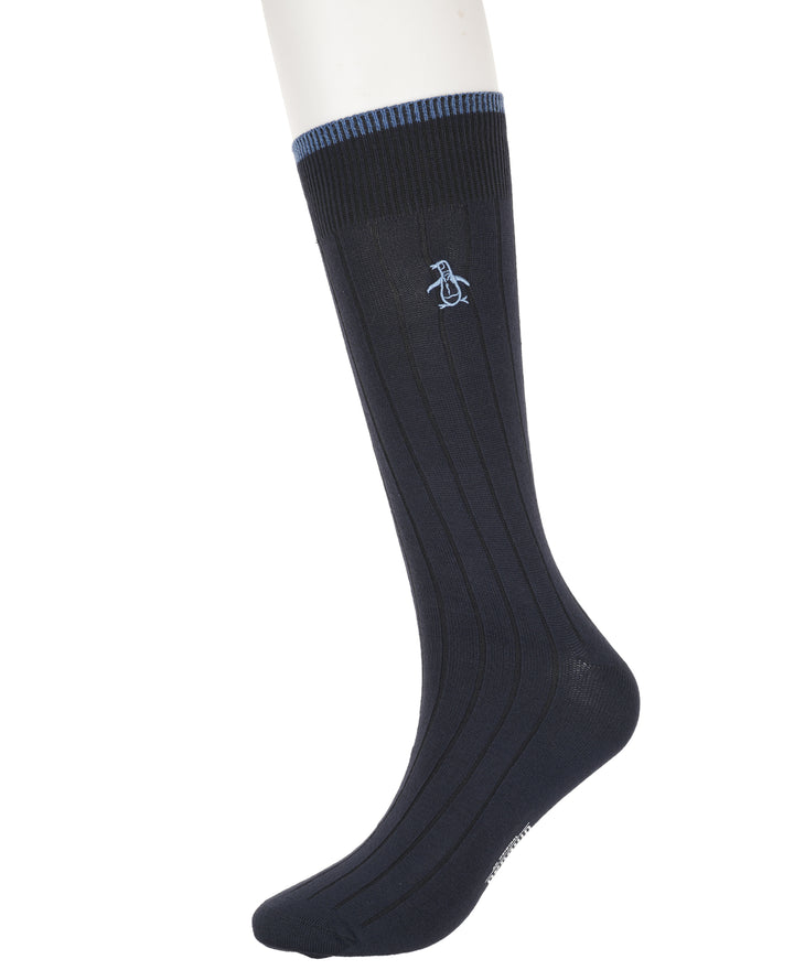 5 Pack Solid Dress Ribbed Sock (Burgundy) 
