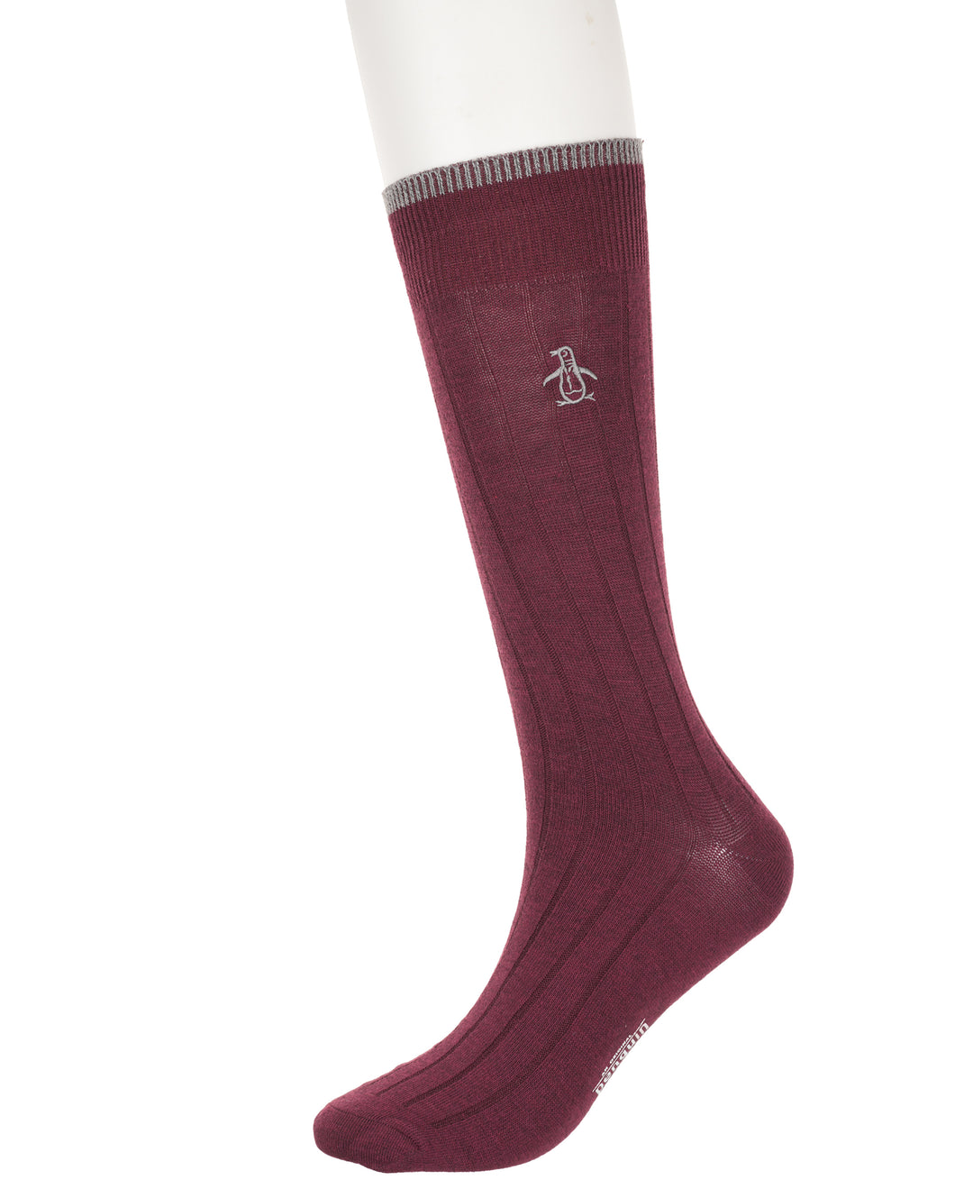 5 Pack Solid Dress Ribbed Sock (Burgundy) 