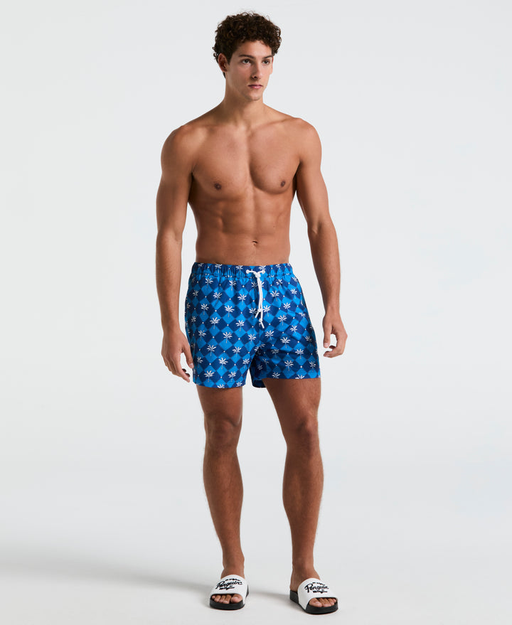 5" Palm Tile Swim Short (Blue Quartz) 