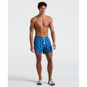 5" Palm Tile Swim Short (Blue Quartz) 