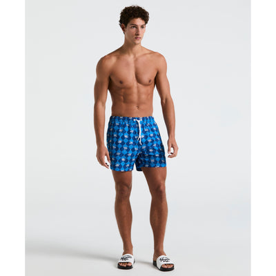 5" Palm Tile Swim Short (Blue Quartz) 