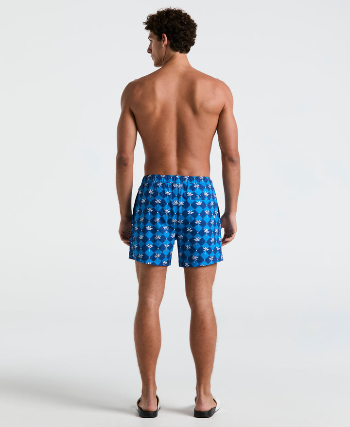 5" Palm Tile Swim Short (Blue Quartz) 
