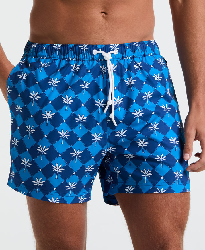 5" Palm Tile Swim Short (Blue Quartz) 