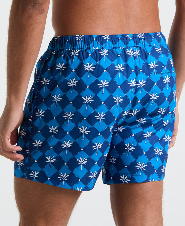 5" Palm Tile Swim Short (Blue Quartz) 