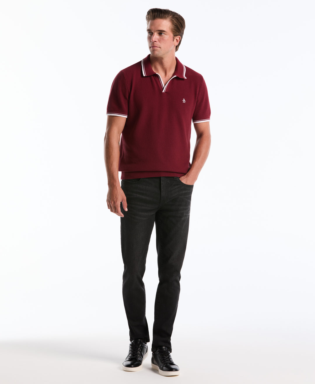 5 Pocket Black Coated Denim Pant (Coated Black) 