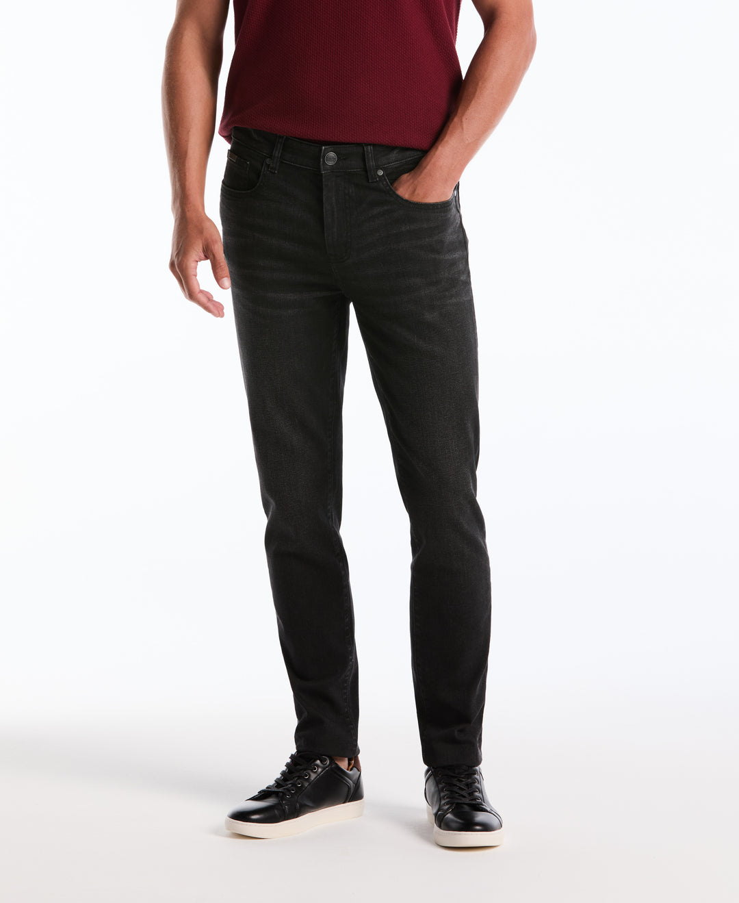 5 Pocket Black Coated Denim Pant (Coated Black) 