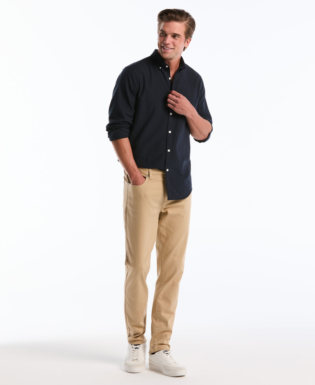 Original Penguin Men's 5 Pocket Slim Hemmed Dobbie Pants in Travertine/Brown, Size 33 Original Penguin Men's 5 Pocket Slim Hemmed Dobbie Pants in Travertine/Brown, Size 33