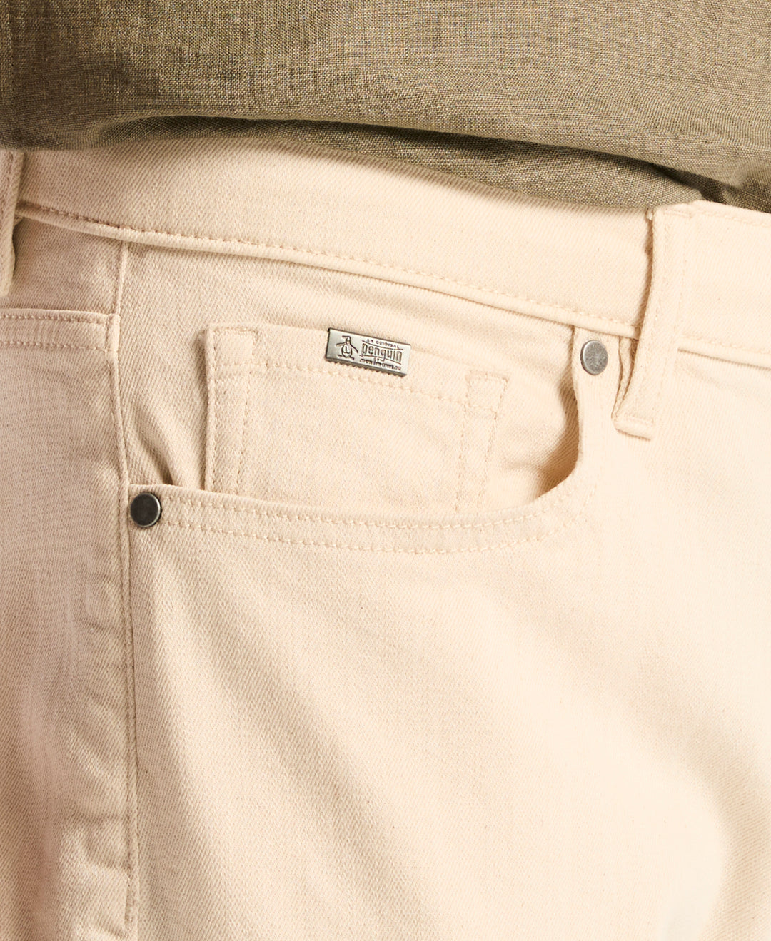 Natural 5 Pocket Straight Fit Cotton Denim Pant (Natural) 