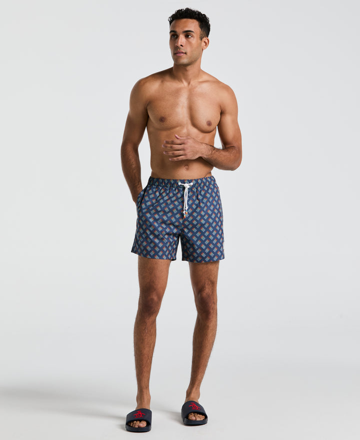 5" All-Over Tossed Stripe Pride Swim Short (Sargasso Sea) 