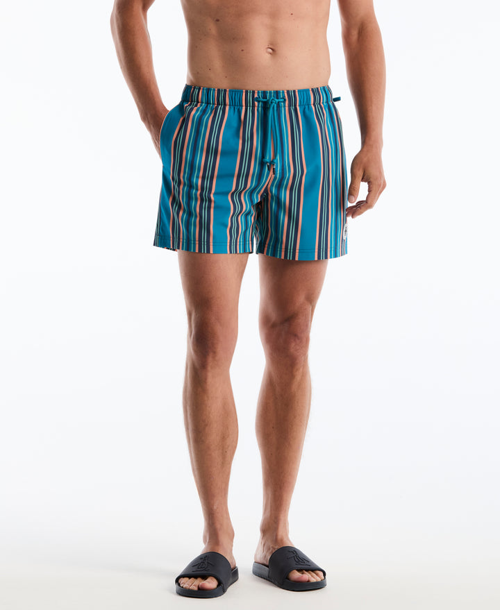 5" Vertical Striped Swim Short (Turkish Tile) 