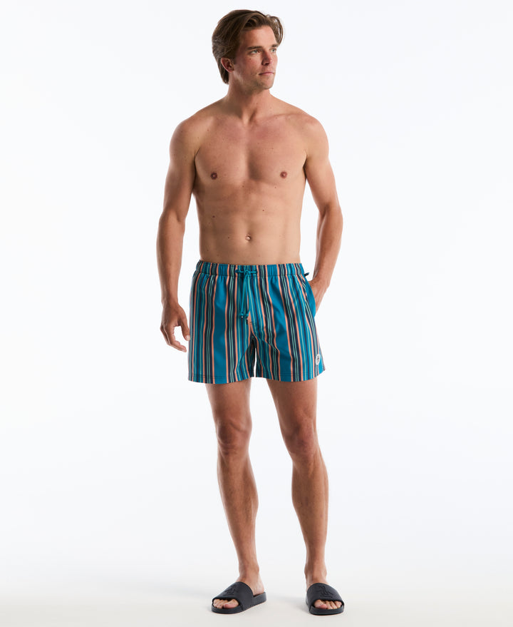 5" Vertical Striped Swim Short (Turkish Tile) 