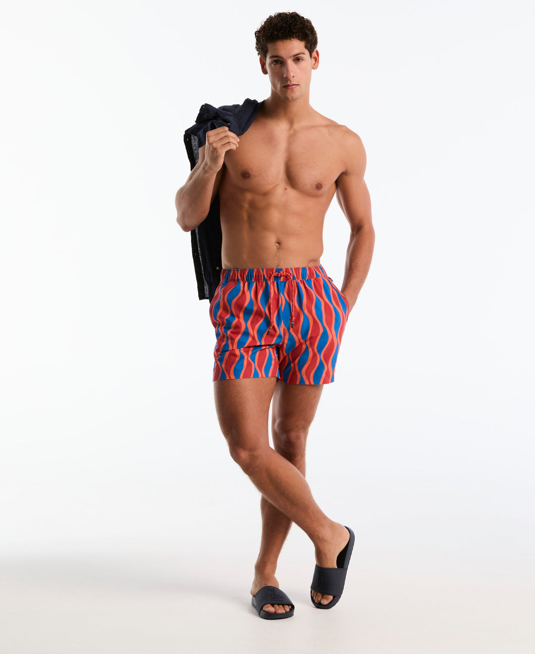 5" Vertical Wavy Stripe Swim Short (Daphne) 