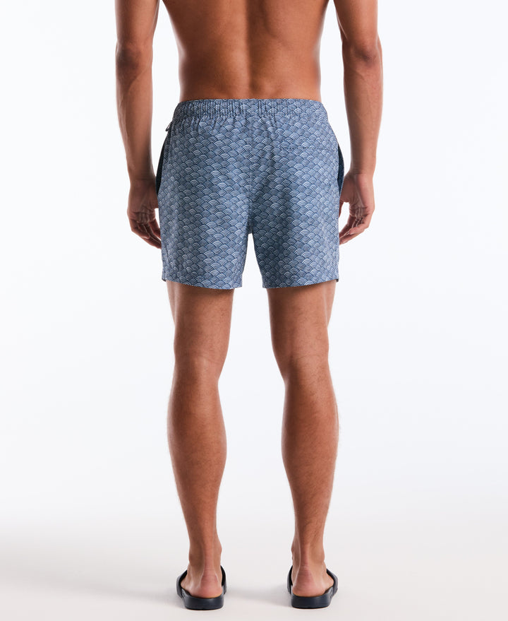 5" Waves Print Swim Short (Copen Blue) 