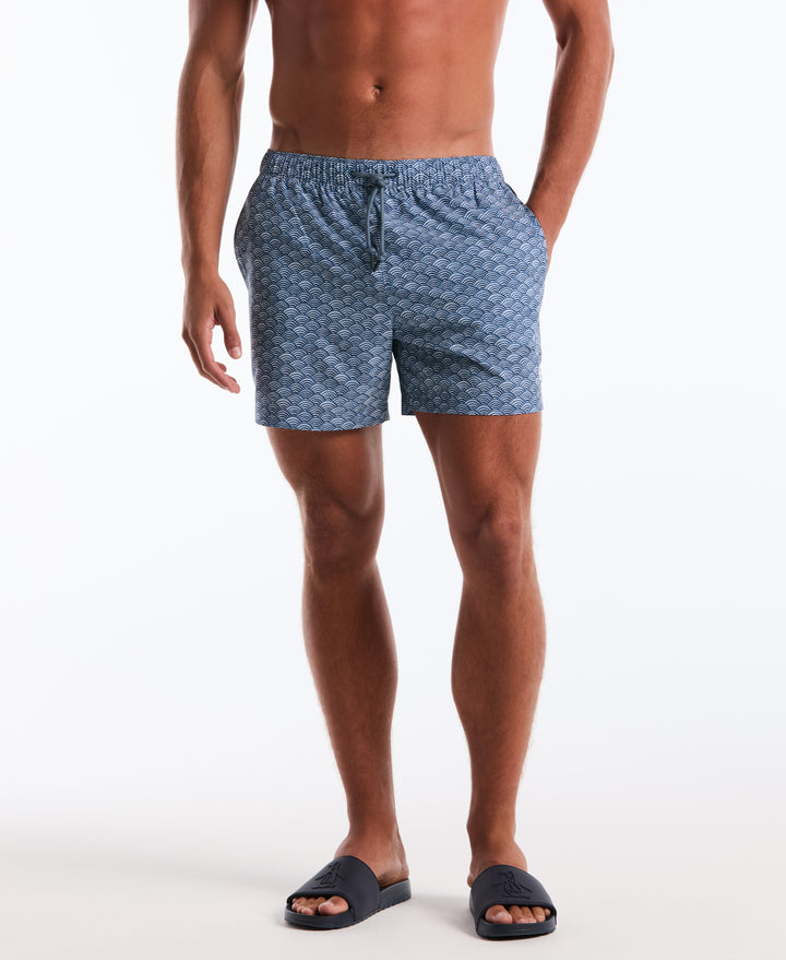 5" Waves Print Swim Short (Copen Blue) 