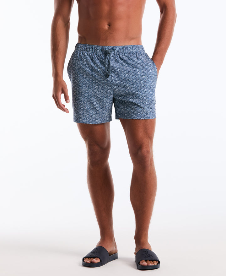 5" Waves Print Swim Short (Copen Blue) 