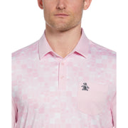 50s Color Block Print Golf Polo Shirt (Gelato Pink) 