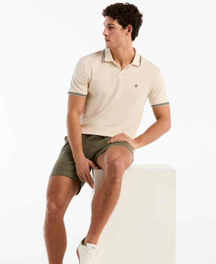 6" Linen Cotton Herringbone Shorts (Dusty Olive) 