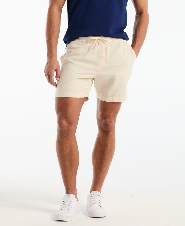 6" Linen Cotton Herringbone Shorts (Birch) 